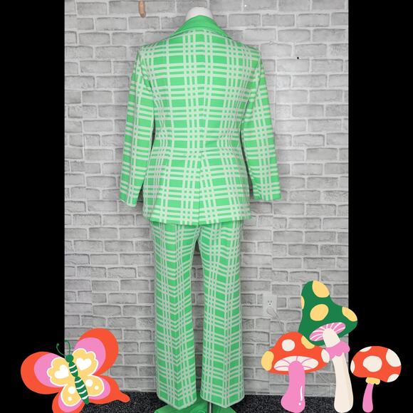 Vintage Neon Green/White Plaid & Polka Dot 3 Piece Set - Picture 6 of 10